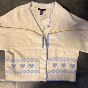 Rhinestone heart fairisle cardigan